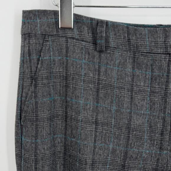 Brooks Brothers dress pants women's 14 wool cashmere glen plaid straight gray - Picture 3 of 10